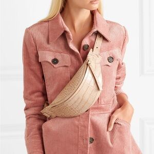 Nanushka taupe suede Lubo belt bag